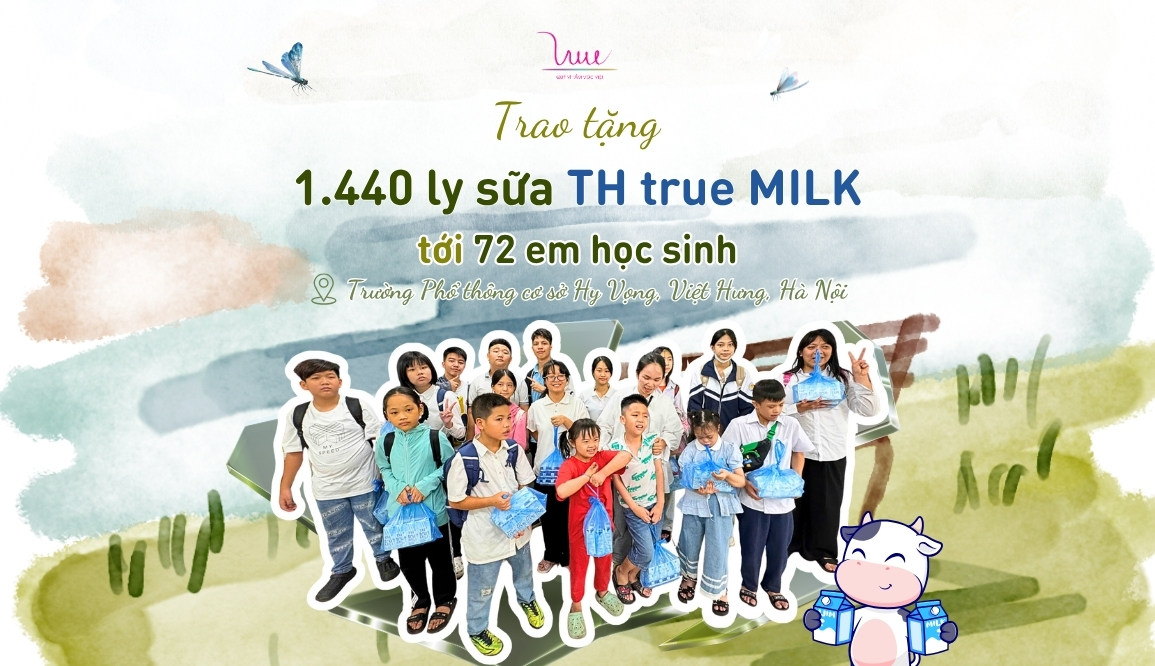 1.440 ly sữa TH true MILK đã được trao tận tay 72 em học sinh tại Trường Phổ thông cơ sở Hy Vọng